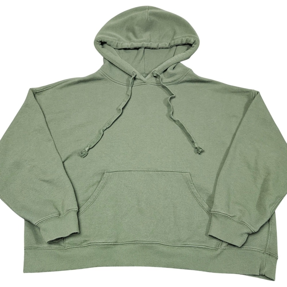Aerie Hoodie Womens Large Green Pullover Solid Soft Casual Loungewear